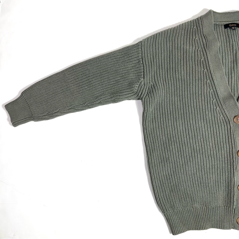 Quince Organic Cotton Oversized Boyfriend Cardigan Sweater Agave Green Size XS - Picture 11 of 14